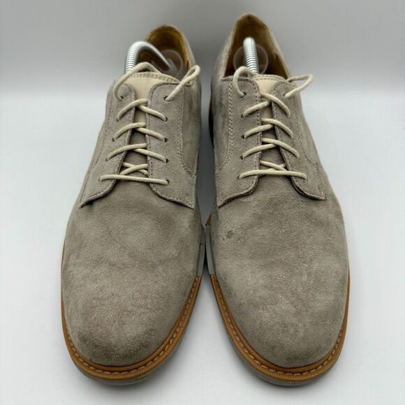 Cole Haan Grand OS Mens 10 M Beige Suede Leather Oxford Plain Toe Casual FLAW - Picture 2 of 8